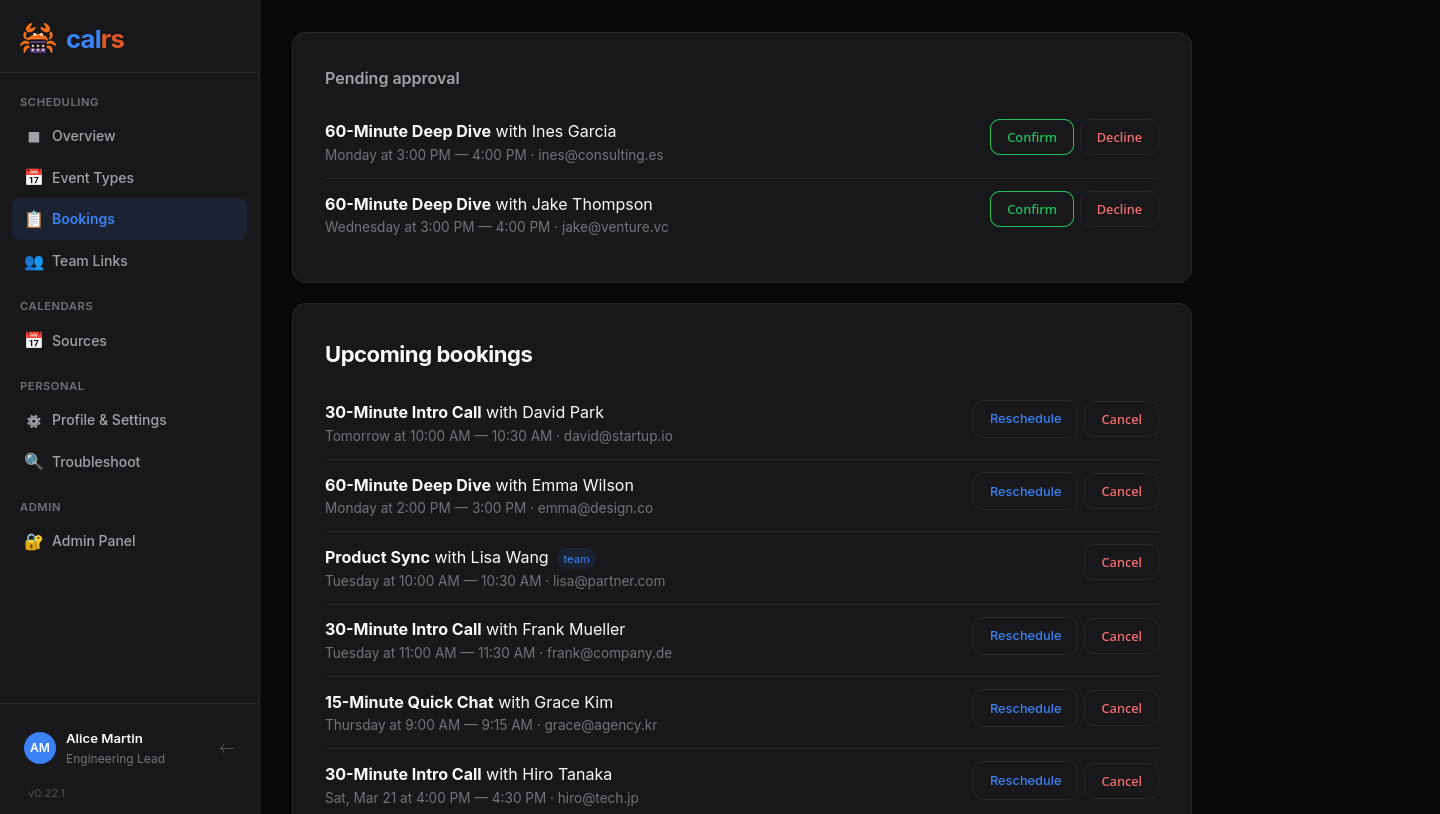 Bookings with human-friendly dates
