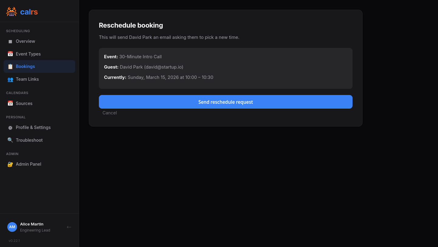 Reschedule slot picker