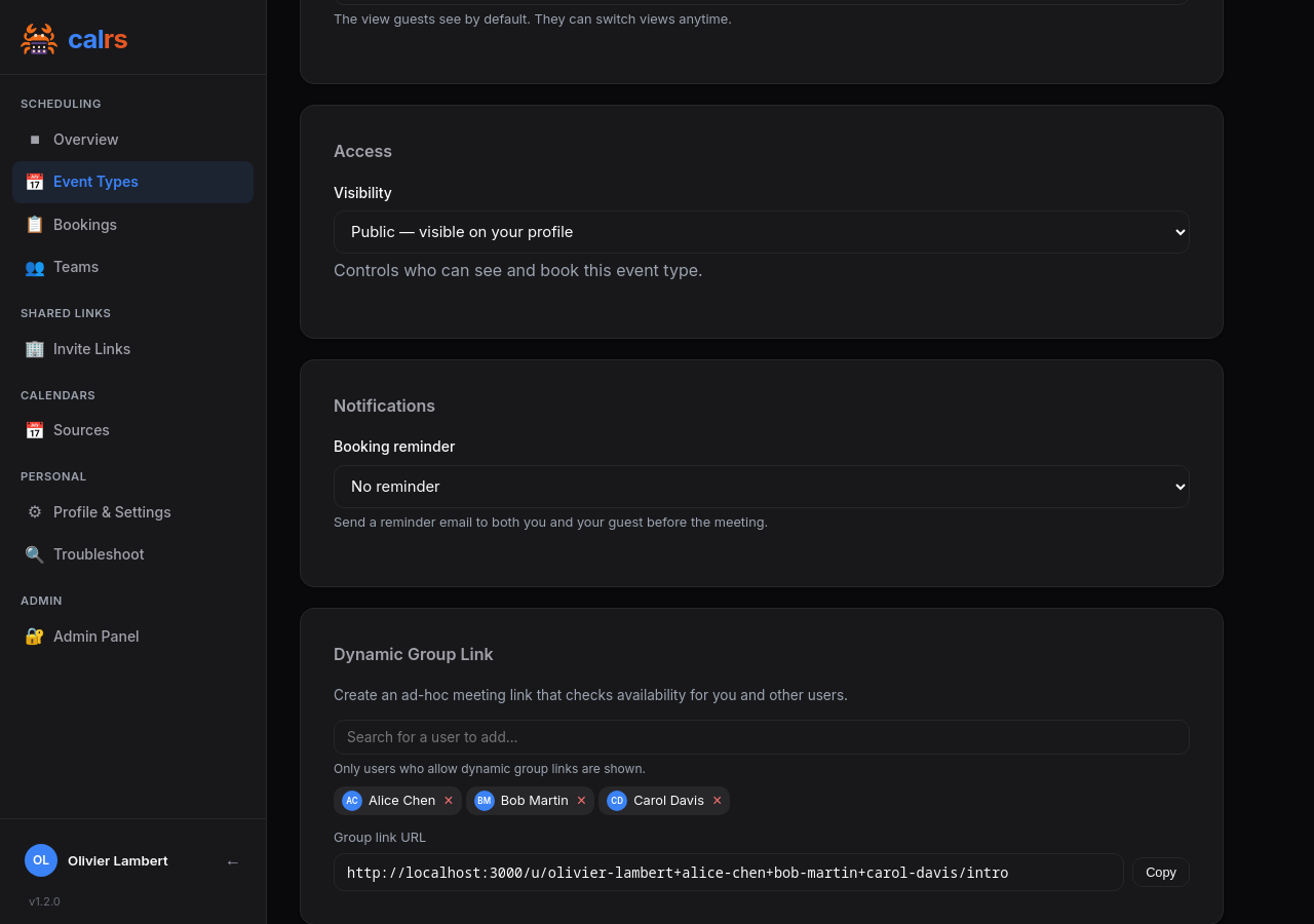 Dynamic group link builder